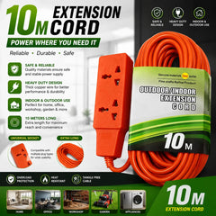 10M Heavy Duty Dual Universal Socket Extension Cord with UK 3-Pin Plug 110-220V 10A-16A Indoor & Outdoor Use