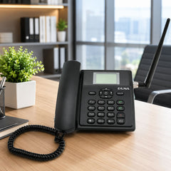 DLNA Fixed Wireless Phone with Dual UIM SIM Support, 1000mAh Inbuilt Rechargeable Battery, Large Digital Display, FM Radio, SMS, Voice Broadcast & Loudspeaker