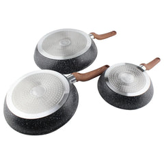 OSFE Premium 3-Piece Granite Non-Stick Fry Pan Set (20, 24, 28cm)
