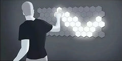 6-piece HexaGlow Touch Wall Light Set - Modular Honeycomb LED Panels with Tool-Free Stick & Screw Mount for Easy Installation