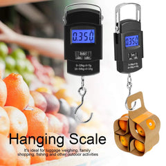 50Kg Digital Hanging Luggage Scale with Backlit LCD Display, High Precision Sensor, Tare Function, Temperature Display, Auto Shut-Off & Multi-Unit Electronic Hanging Weight Scale