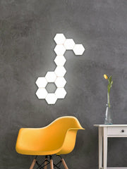 6-piece HexaGlow Touch Wall Light Set - Modular Honeycomb LED Panels with Tool-Free Stick & Screw Mount for Easy Installation