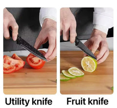 Swiss Gold 6-Piece Premium Stainless Steel Kitchen Knife Set with Non-Stick Blades, Ergonomic Anti-Slip Handles & Y-Peeler