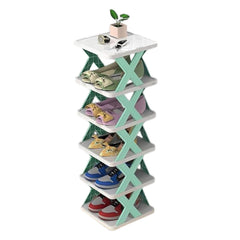 6-Tier Space Saving Shoe Rack & Multipurpose Storage Organizer with X-Frame Support, ABS Shelves & Tool-Free Assembly