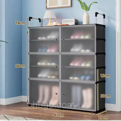 Modern Shoe Storage Cabinet with 6 Transparent Doors & Top Handle Design - 110 x 81 x 29 cm Space Saving Organizer