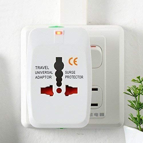 محول سفر عالمي متعدد الاستخدامات مع منفذي USB مع حماية مدمجة من زيادة التيار، متوافق مع الهواتف الذكية والأجهزة اللوحية وأجهزة الكمبيوتر المحمولة والكاميرات