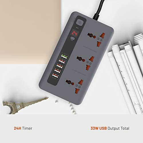 Smart Power Socket Extension Strip with 5 USB Fast Charging Ports and 3 Universal Power Sockets - 2
