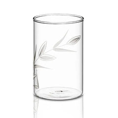 Borosil Creeper Vision Glass Set of 6 - 350 ml |  Borosilicate Glasses with Leaf Etching, Microwave and Freezer Safe