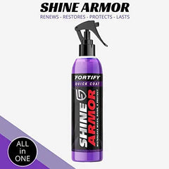 Shine Armor Fortify Quick Coat 3-in-1 Waterless Wash, Nano Ceramic SiO2 Hydrophobic Spray With Long-Lasting Gloss Protection & Premium 14x14 Microfiber Cloth – Cleans, Shines & Shields All Vehicle Surfaces