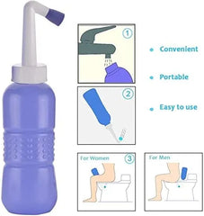 450ML Portable Manual Bidet Spray Bottle with Adjustable Water Pressure, Travel Toilet Washer, Handheld Personal Hygiene Cleaning Bottle for Home, Baby Care & Outdoor Use