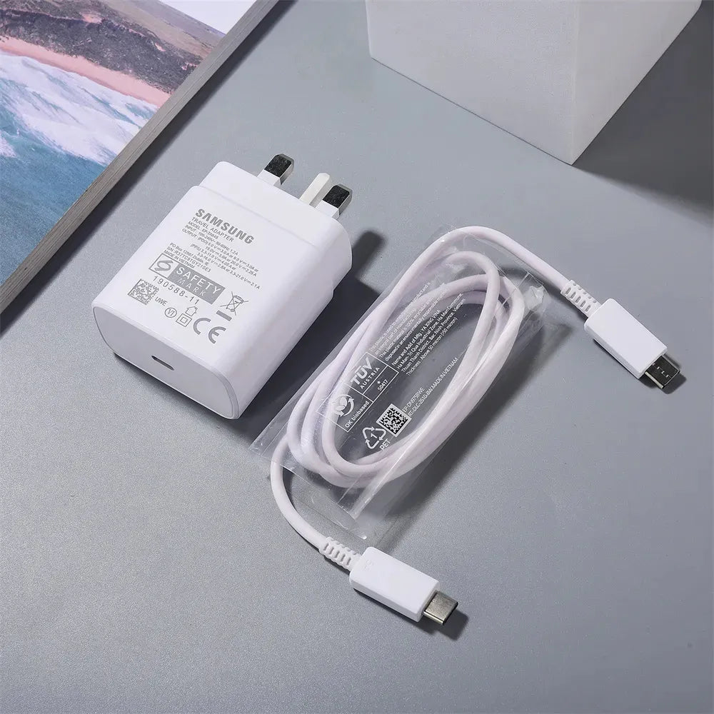Samsung 45W USB-C Super Fast Charging Adapter (UK Plug) with USB-C to USB-C Cable (5A) 1.8M