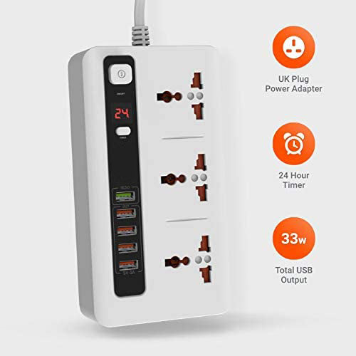 Smart Power Socket Extension Strip with 5 USB Fast Charging Ports and 3 Universal Power Sockets - 2