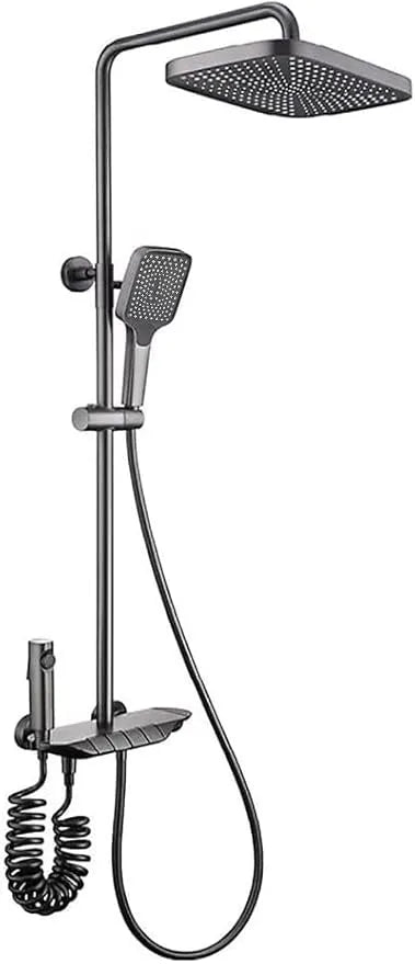 Elegant Thermostatic Shower System with Rainfall Shower Head, Tub Spout, Bidet Spray, Handheld Sprayer & 360° Rotatable Design