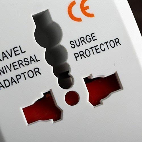 محول سفر عالمي متعدد الاستخدامات مع منفذي USB مع حماية مدمجة من زيادة التيار، متوافق مع الهواتف الذكية والأجهزة اللوحية وأجهزة الكمبيوتر المحمولة والكاميرات
