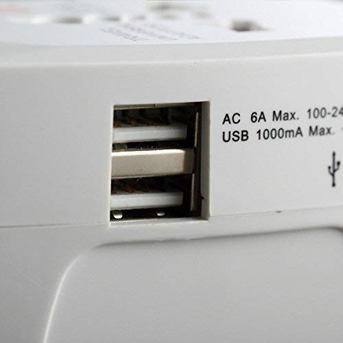 محول سفر عالمي متعدد الاستخدامات مع منفذي USB مع حماية مدمجة من زيادة التيار، متوافق مع الهواتف الذكية والأجهزة اللوحية وأجهزة الكمبيوتر المحمولة والكاميرات