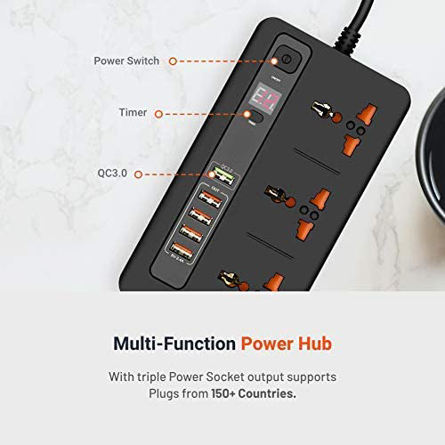 Smart Power Socket Extension Strip with 5 USB Fast Charging Ports and 3 Universal Power Sockets - 2