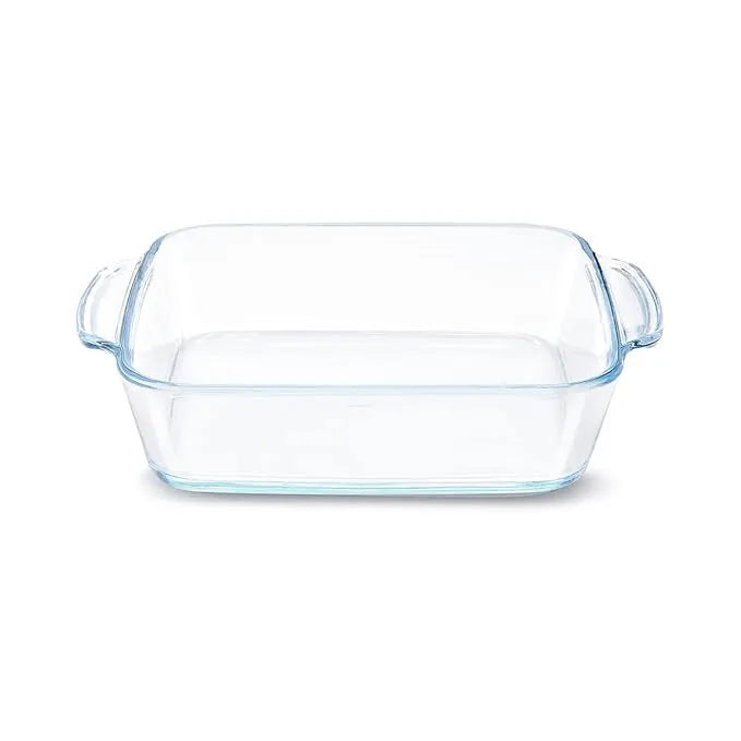 Borosil Square Borosilicate Glass Baking and Serving Dish with Handles, Microwave Oven Safe Heat Resistant Cookware