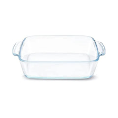 Borosil Square Borosilicate Glass Baking and Serving Dish with Handles, Microwave Oven Safe Heat Resistant Cookware