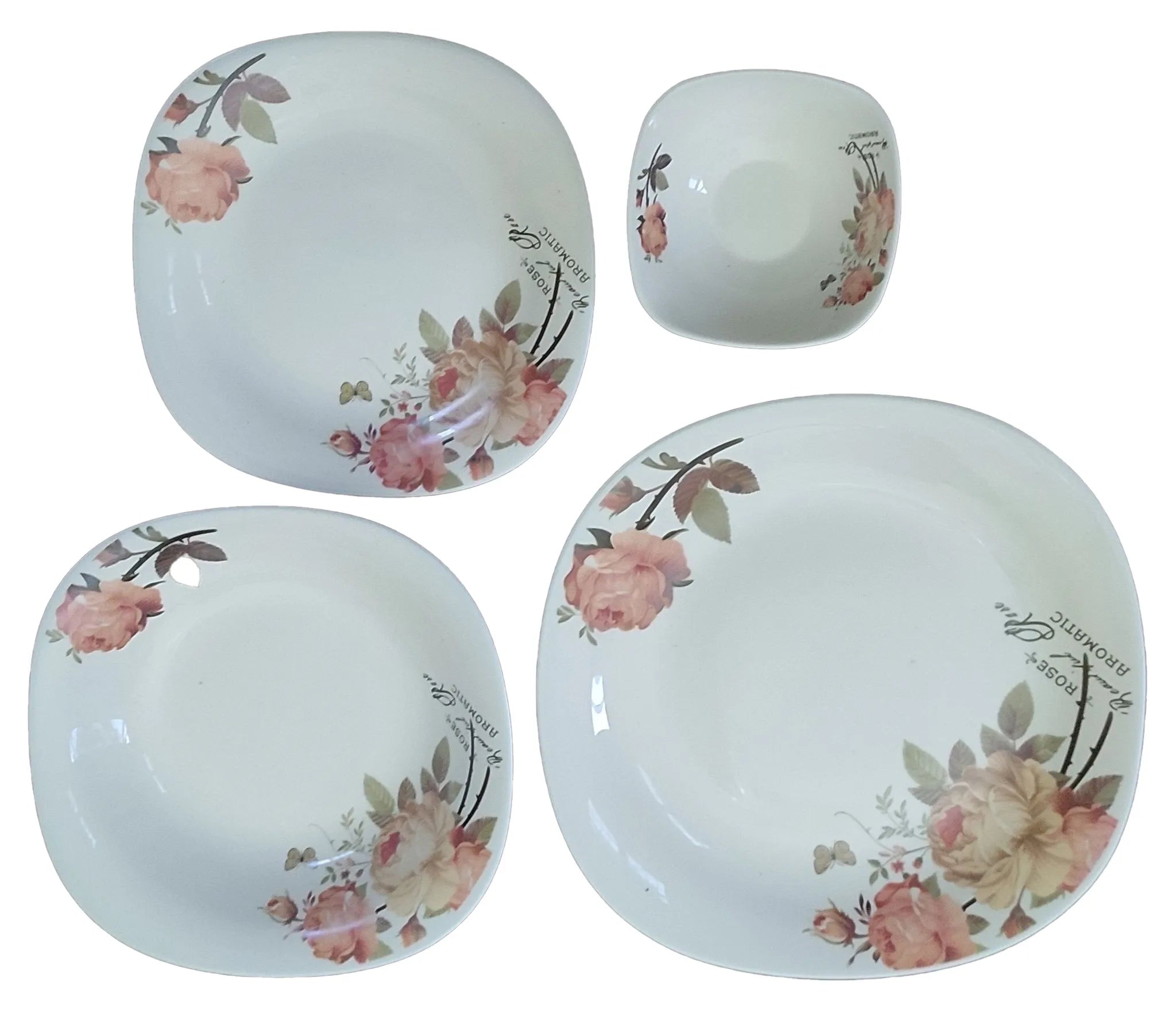 Elegant 24 Piece Tableware Set with Rose Pattern