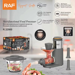 RAF 3L Multifunctional Food Processor 500W 2-Speed Meat Grinder & Sausage Maker with 360° Mixing & Overheat Protection System