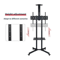 Premium Mobile TV Stand Trolley for 32-70 Inch TVs with Height Adjustment, ±15° Tilt, 90° Portrait & Landscape Rotation, Media Shelf, Cable Management & Lockable Wheels