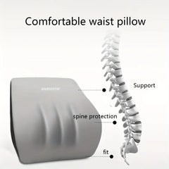 Ergonomic Memory Foam Lumbar Support Cushion for Car Seat & Office Chair - Air Memory Cotton Inner Core, 4D Surround Spine Support Waist Pillow - Open Box / New Product