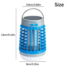 3-in-1 Solar Sensor Mosquito Killer Lantern with 360° UV Purple Light, 800V High-Voltage Electric Grid, White LED Light, Flashlight & USB Charging