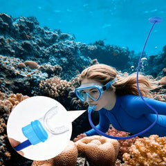 2 M Silicone Swimming Breather Training Tube with Floating EVA Air Intake Disc, Ergonomic Food-Grade Silicone Mouthpiece & High-Airflow Valve for Underwater Swimming Practice