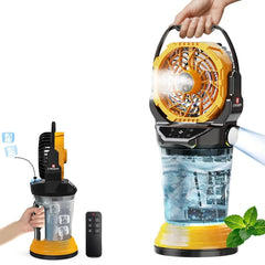 Rechargeable Portable Misting Fan with Remote Control, 30000mAh Battery, 2L Water Tank, 3-Nozzle Nano Mist, 2 Mist Speeds, 4 Fan Speeds, Brushless Motor, 120° Oscillation, LED Flashlight & Ambient Light