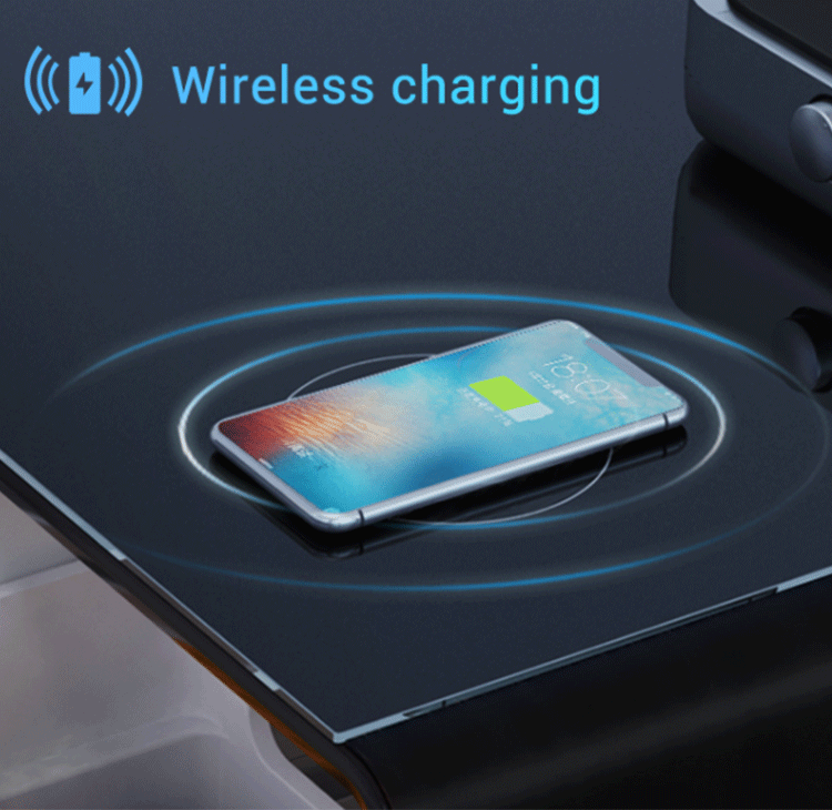 طاولة قهوة صغيرة ذكية مزودة بدرج ثلاجة مدمج سعة 30 لترًا، ومحطة شحن USB ولاسلكية، وشاشة عرض LED للتحكم