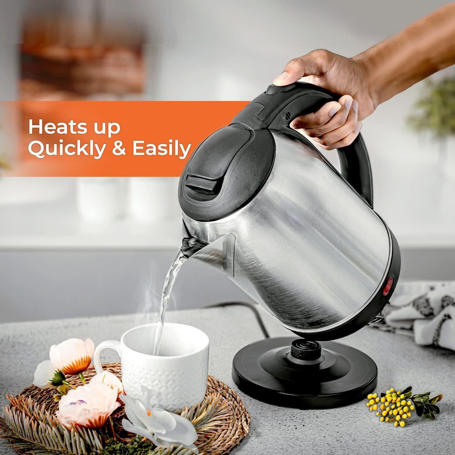 Emjoi 1.8L Elegant Electric Steel Kettle with Boil Dry Protection and Easy Cleaning - 1500W
