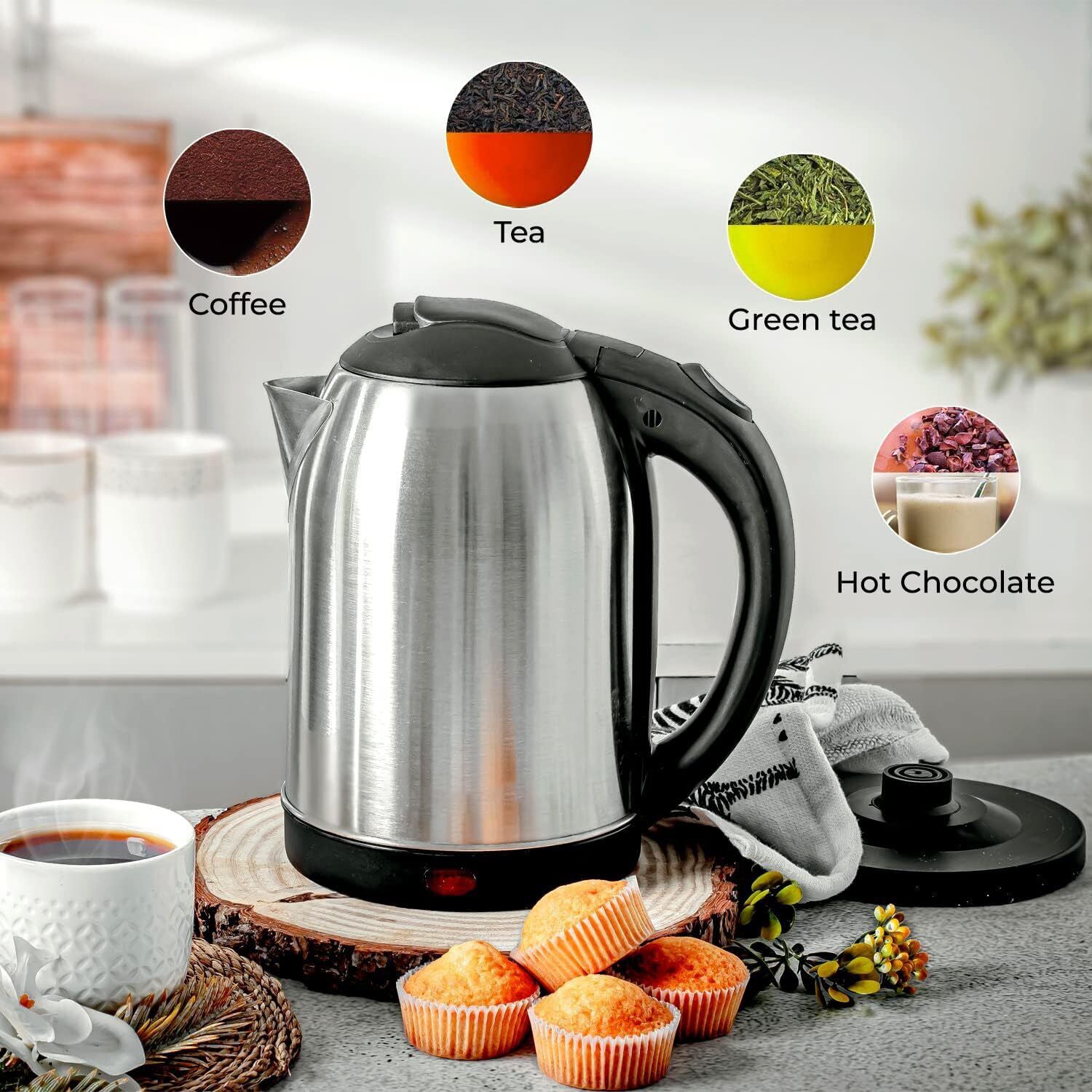 Emjoi 1.8L Elegant Electric Steel Kettle with Boil Dry Protection and Easy Cleaning - 1500W