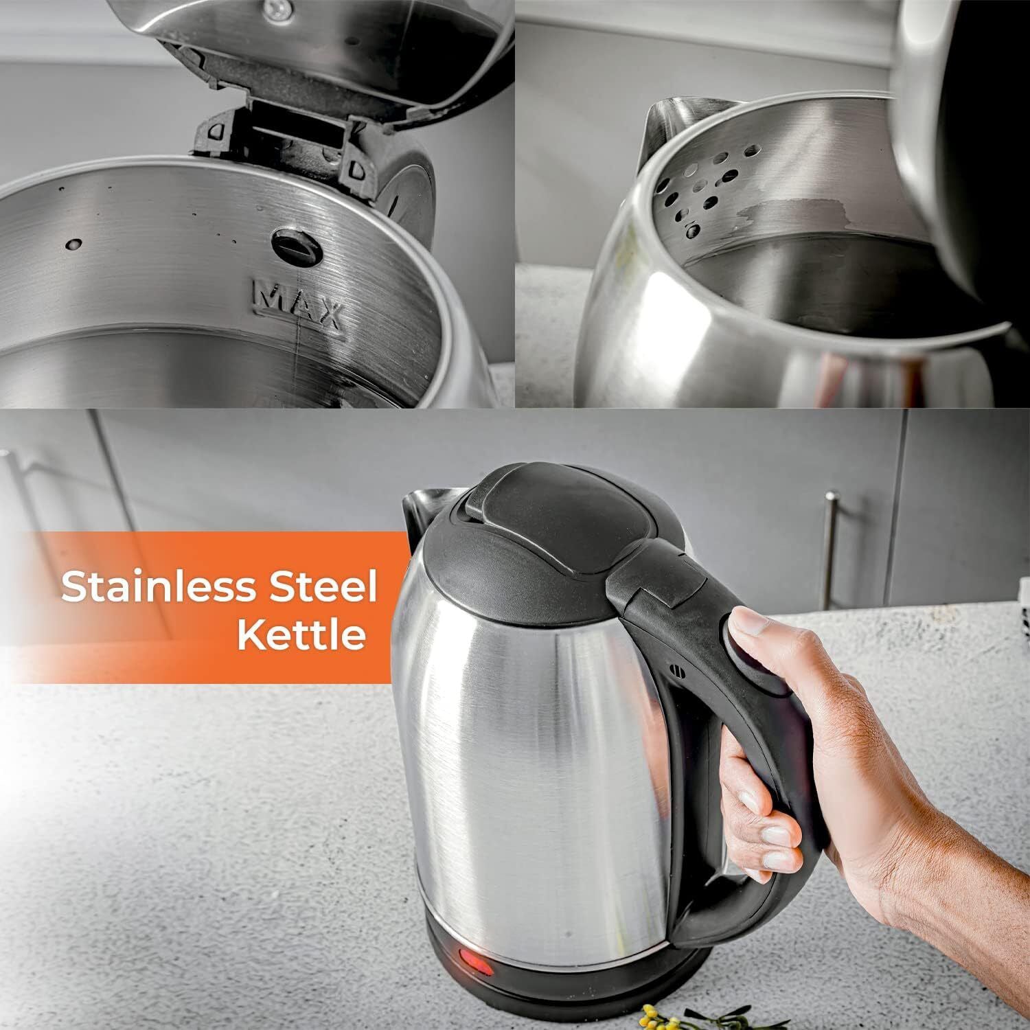 Emjoi 1.8L Elegant Electric Steel Kettle with Boil Dry Protection and Easy Cleaning - 1500W