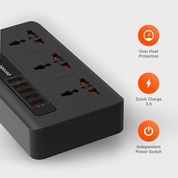 Smart Power Socket Extension Strip with 5 USB Fast Charging Ports and 3 Universal Power Sockets - 2