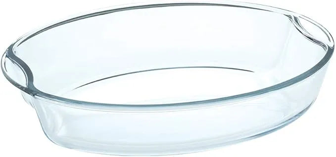 Borosil EasyGrip Oval Baking Dish 2.5L Borosilicate Glass Oven Safe Microwave Safe Scratch Resistant Clear Glass Bakeware
