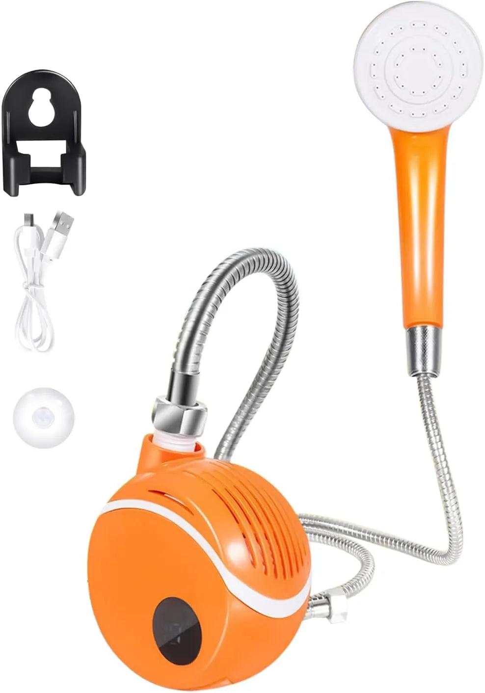 Rechargeable Portable Electric Camping Shower Pump with LCD Temperature Display, 2200mAh Battery, USB Type-C Charging, 4-5L/Min Water Flow, Suction Holder & Hanging Hook