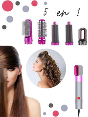 1000W 5-in-1 Hot Air Brush Hair Styler Set with 4 Styling Attachments, 30mm Spiral Curler, Blower, Curler Brush, Multi-Function Brush, 3 Heat Settings & UK Plug