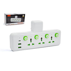 2500W Universal Multi Plug Wall Outlet Extender with 3 Universal AC Sockets, Individual Switches, 2 USB Ports & Type-C Fast Charging, Compact Wall-Mount Power Adapter with Multi Safety Protection