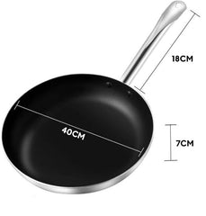 40CM Large Deep Non-Stick Frying Pan & Wok with 7CM Depth, 18CM All-Steel Handle, Magnetic Conductive Base & Gas, Induction, Electric Stove Compatibility