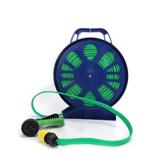 بكرة خرطوم حديقة خارجية مرنة قابلة للتمدد بطول 15 مترًا مع فوهة رش بسبعة أوضاع