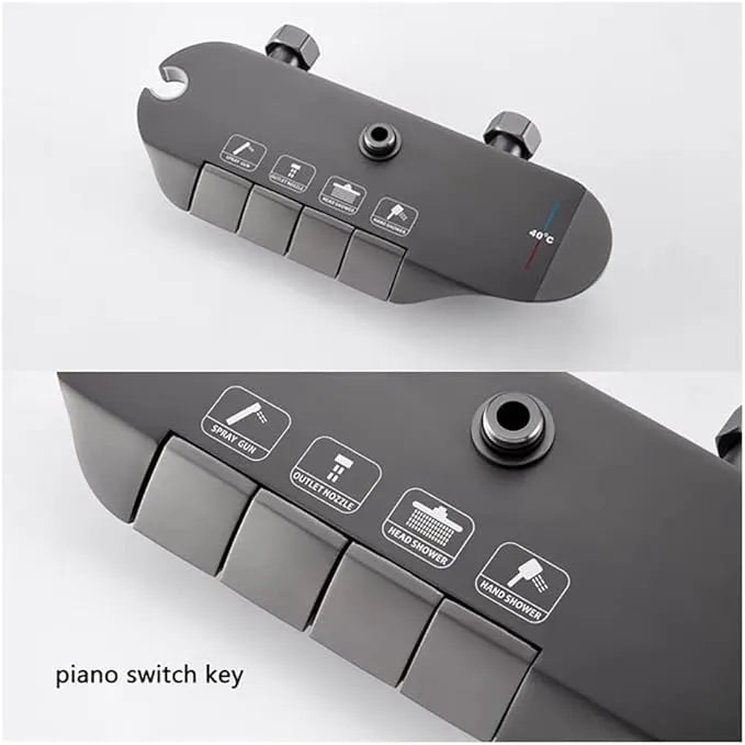 Elegant Thermostatic Shower System with Rainfall Shower Head, Tub Spout, Bidet Spray, Handheld Sprayer & 360° Rotatable Design