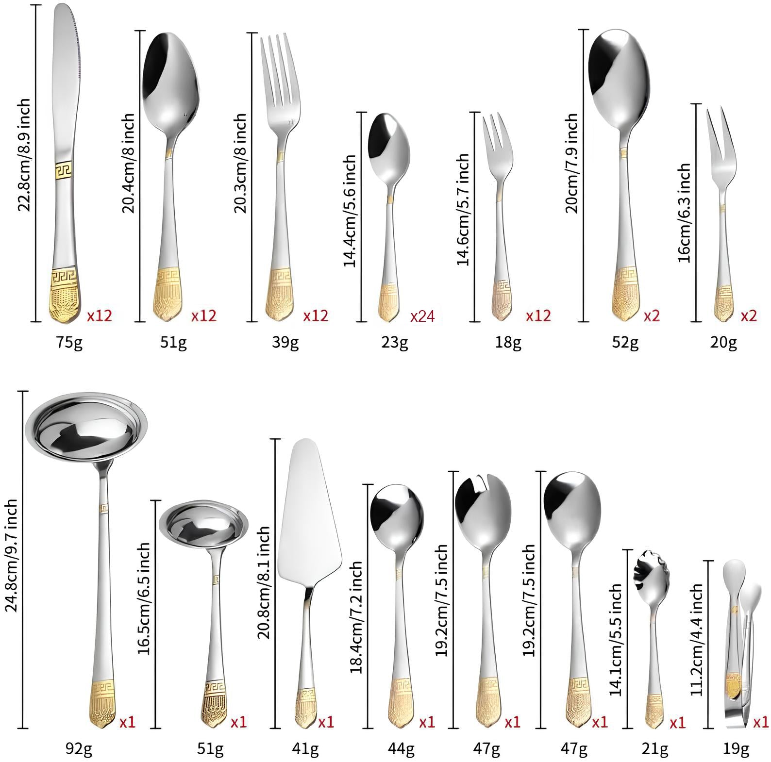 Hoff Mayer Elegant 84-Piece Stainless Steel Silver Flatware Set with Wooden Storage Box
