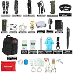 100-in-1 Tactical Emergency First Aid & Survival Kit with Storage Bag for Outdoor, Camping & Travel