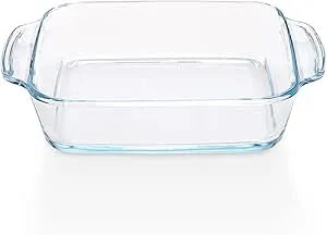 Borosil Square Borosilicate Glass Baking and Serving Dish with Handles, Microwave Oven Safe Heat Resistant Cookware