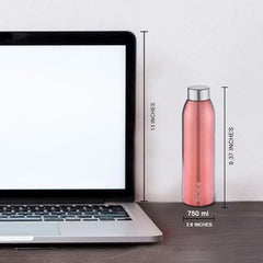 Borosil Easy Sip Stainless Steel Water Bottle 750ml Pink Leak Proof Reusable Fridge Friendly Lightweight Design