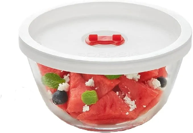 Borosil Glass Mixing and Serving Bowl with Lid, Microwave Safe Food Storage and Reheating Bowl