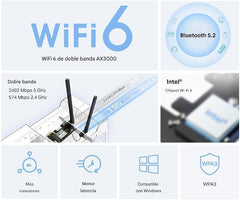 Mercusys MA80XE AX3000 Wi-Fi 6 Bluetooth 5.2 PCIe Adapter, Wi-Fi 2402Mbps (5GHz) + 574Mbps (2.4GHz), Intel WiFi 6 Chipset, WPA3, Compatible with Windows 10, 11 (64bit)