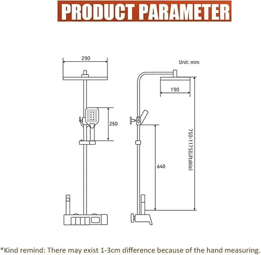 Elegant Thermostatic Shower System with Rainfall Shower Head, Tub Spout, Bidet Spray, Handheld Sprayer & 360° Rotatable Design