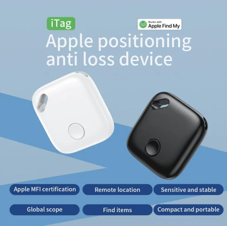 جهاز تعقب ذكي لاسلكي بتقنية البلوتوث مع خاصية البحث عن الدعم من Apple - جهاز تحديد موقع المفاتيح ضد الضياع، ومحدد موقع الحيوانات الأليفة وكبار السن مع خاصية اكتشاف السقوط، وتحديد المواقع الجغرافية، ونطاق 50 مترًا