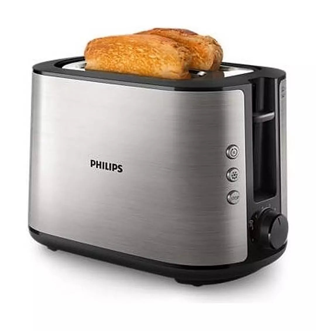 Philips Viva Collection محمصة خبز معدنية بالكامل، 950 واط، HD2650/92 - فضي/أسود